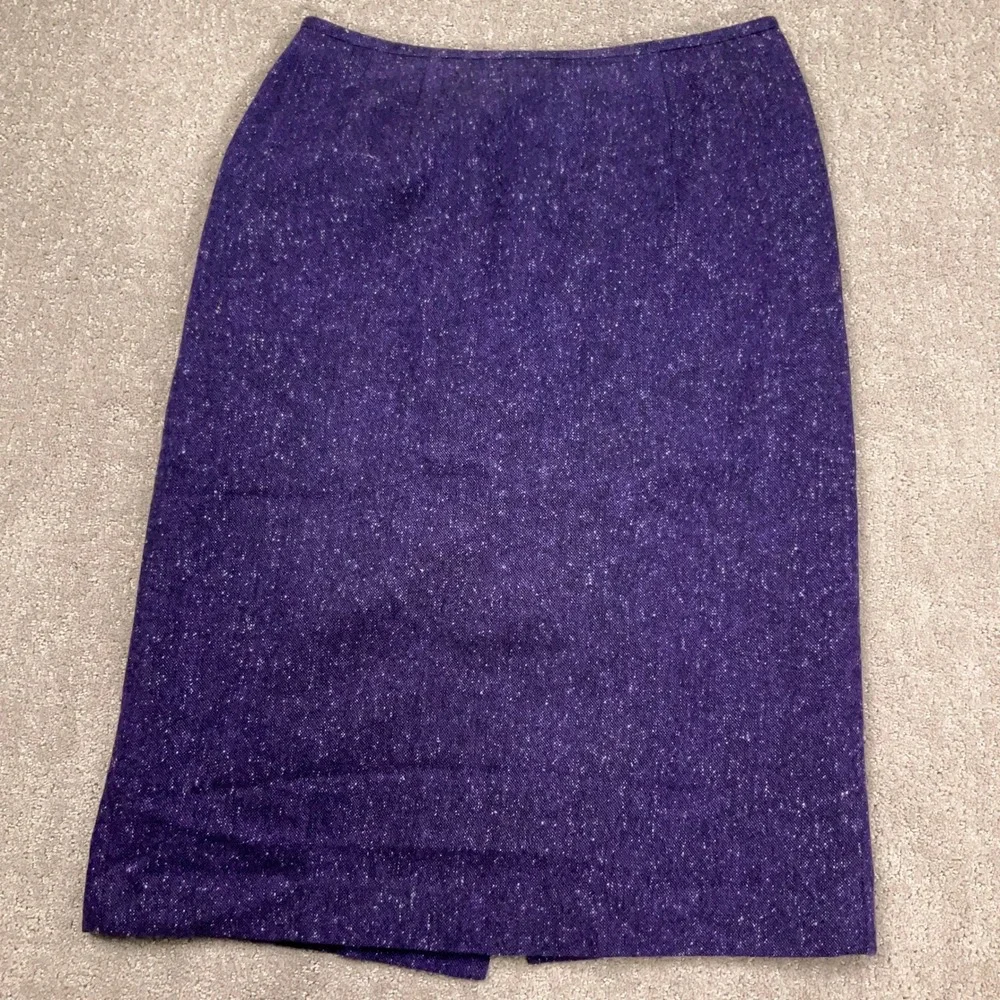 Kasper Skirt Suit Women 6P Purple Velvet Collar Professional  Wool Tweed